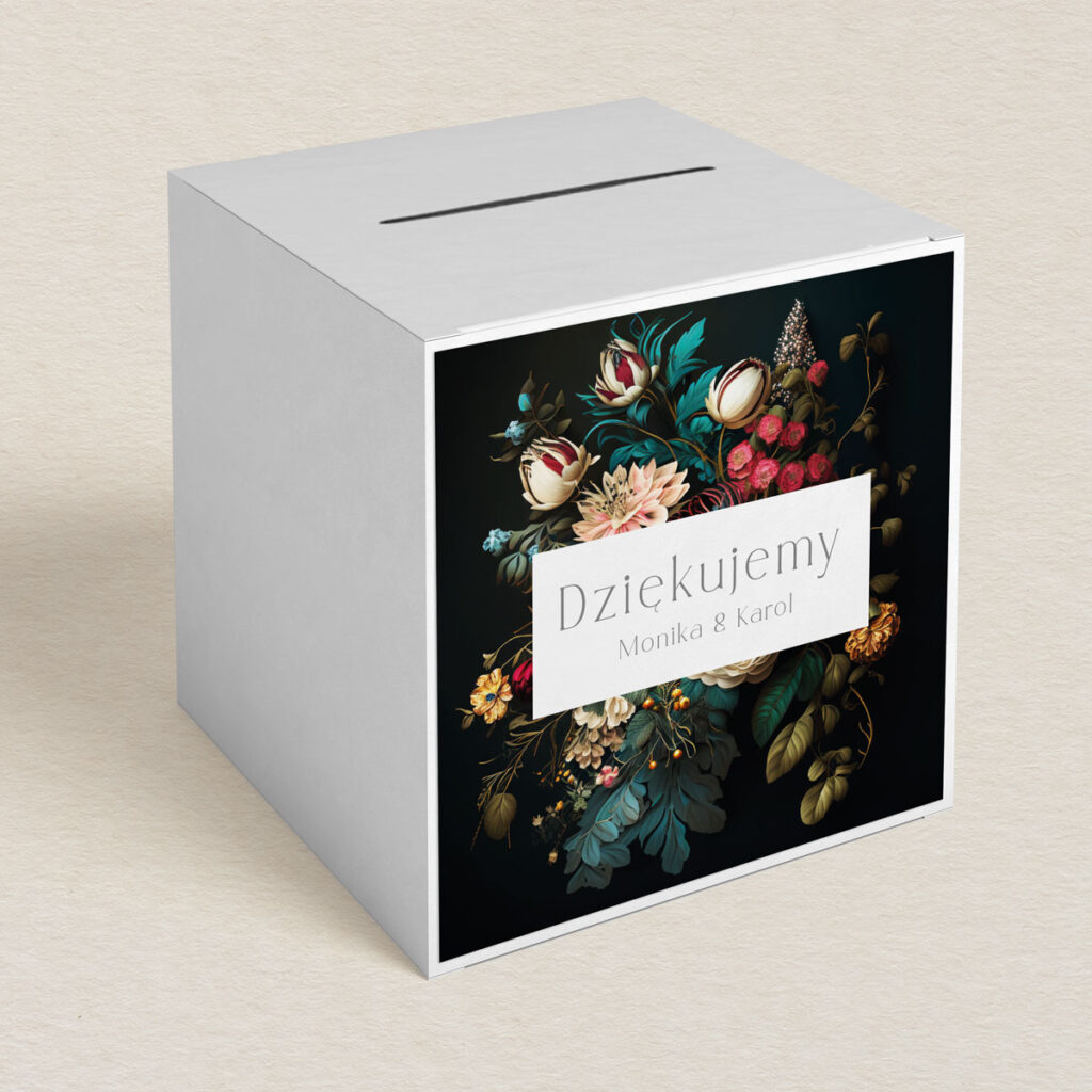 Pudełko na koperty do zaproszeń eleganckie Leśne wzór 1