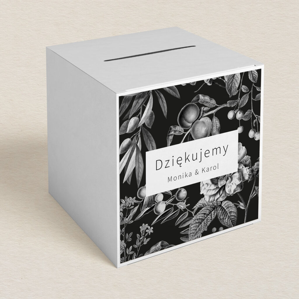Pudełko na koperty do zaproszeń eleganckie Leśne wzór 3