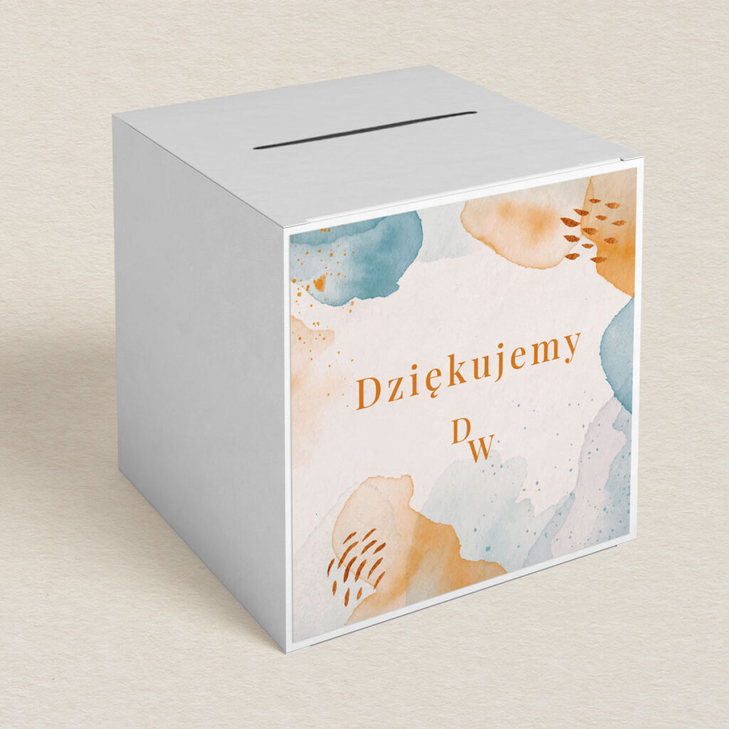 Pudełko na koperty do zaproszeń elegancka Nowoczesna akwarela wzór 1