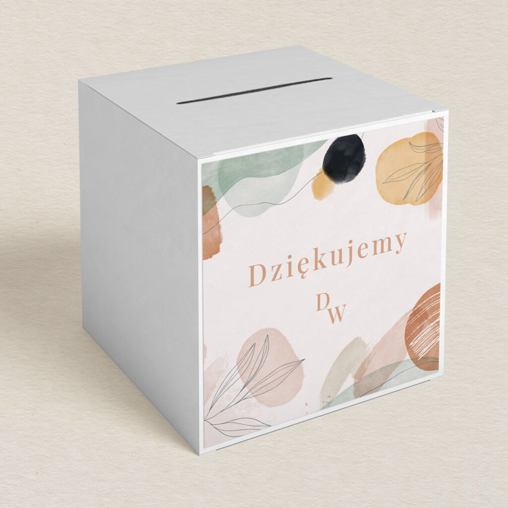 Pudełko na koperty do zaproszeń elegancka Nowoczesna akwarela wzór 2