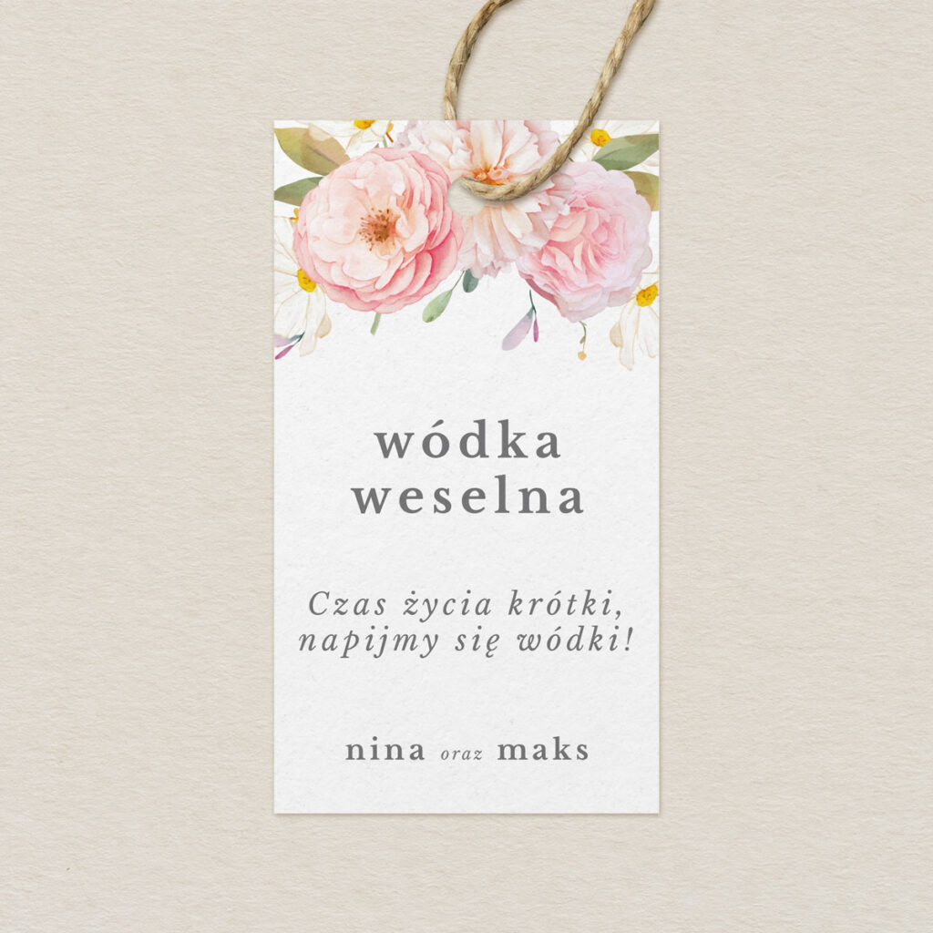 Zawieszka na alkohol do zaproszeń eleganckie Polne kwiaty wzór 2