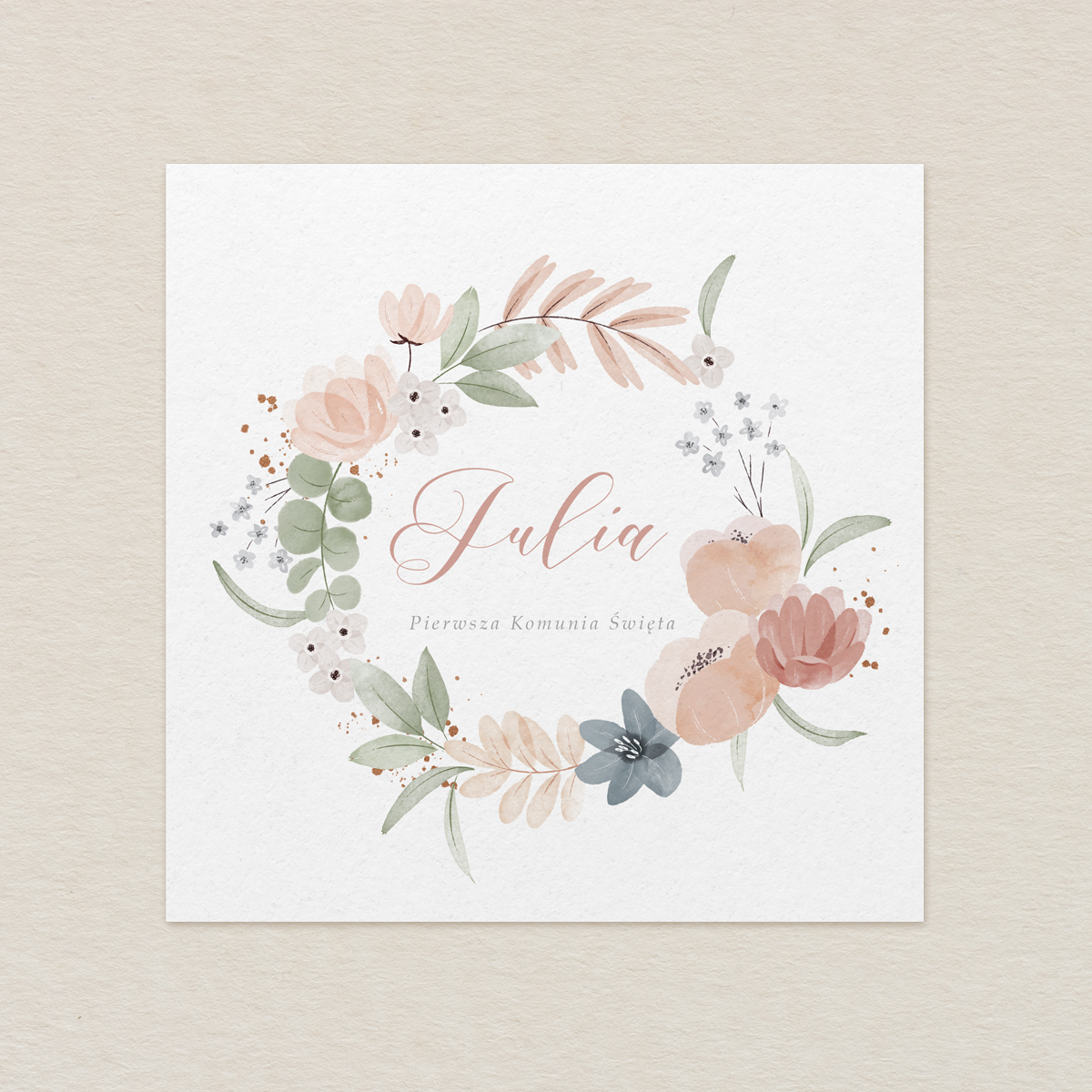 Zaproszenie na I Komunie Świętą – K4 dziewczynka wzór 1