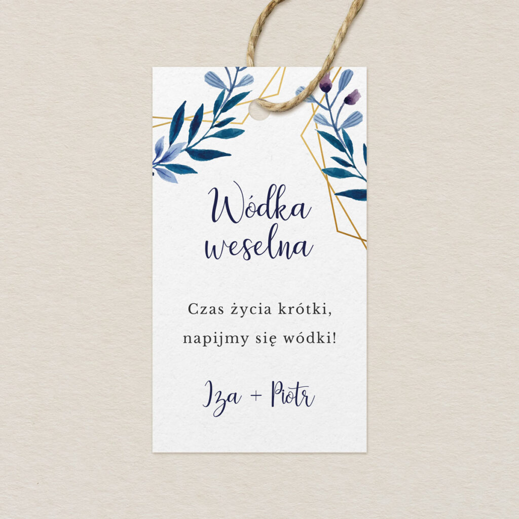 Zawieszka na alkohol do zaproszeń Klasyczne z kwiatami wzór 2