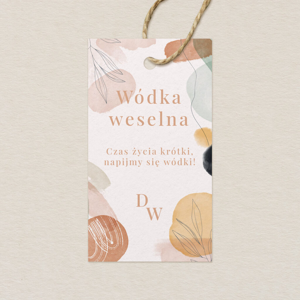 Zawieszka na alkohol do zaproszeń elegancka Nowoczesna akwarela wzór 2