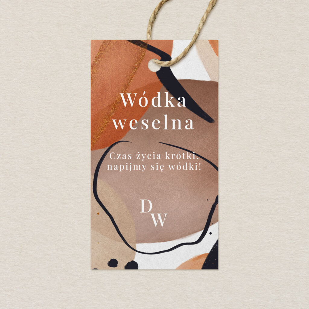 Zawieszka na alkohol do zaproszeń elegancka Nowoczesna akwarela wzór 3