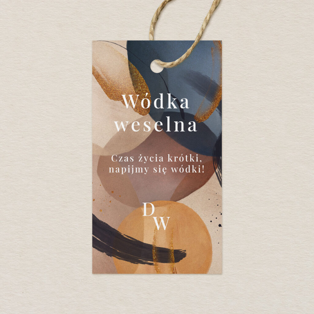 Zawieszka na alkohol do zaproszeń elegancka Nowoczesna akwarela wzór 4