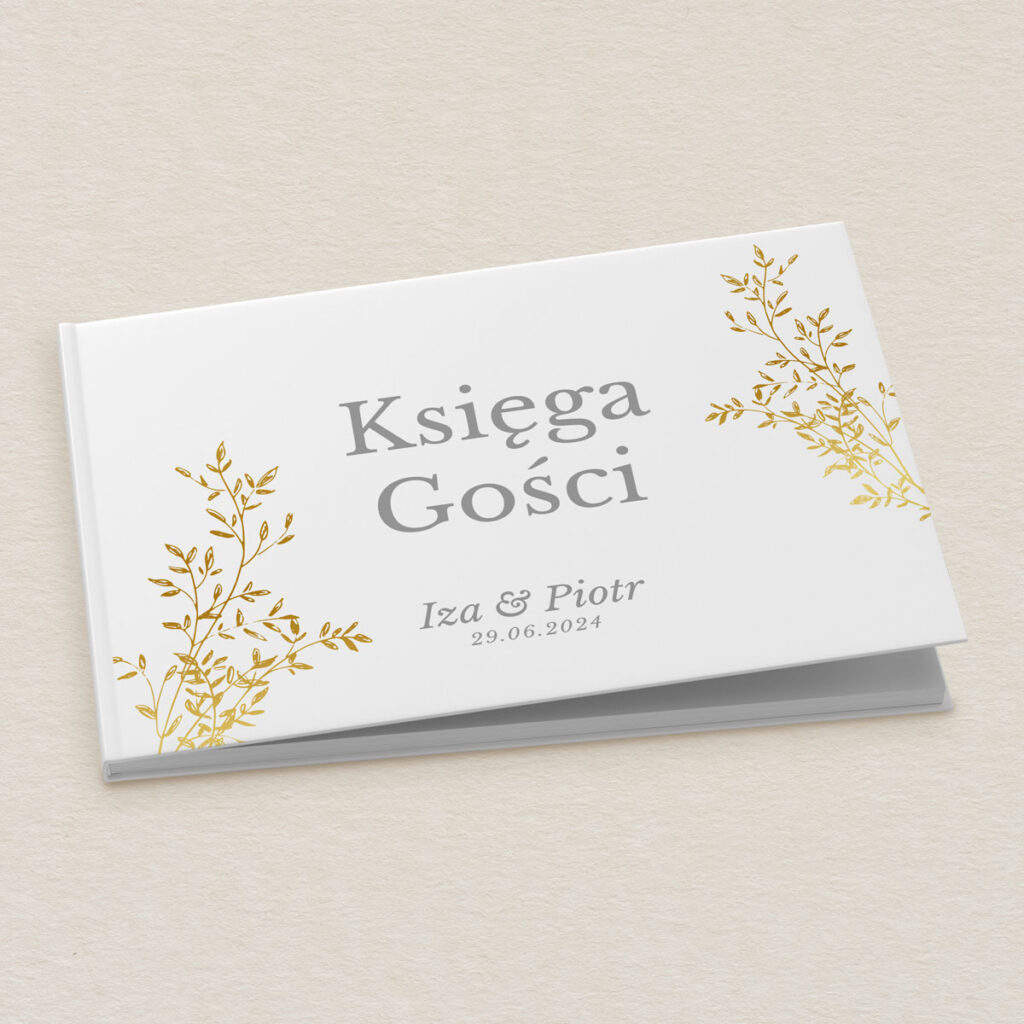 weselna księga gości minimalistyczna złocona