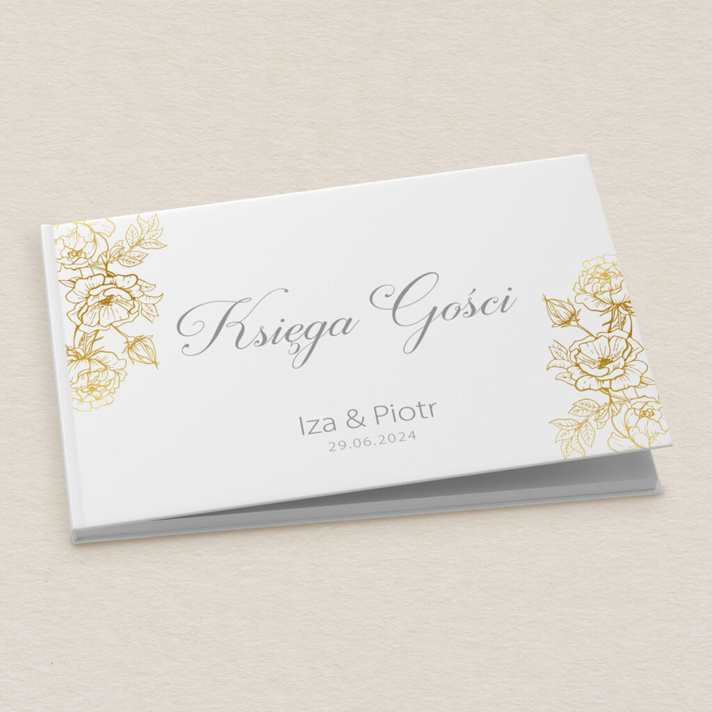 Księga gości do zaproszeń minimalistyczne Złocone wzór 2