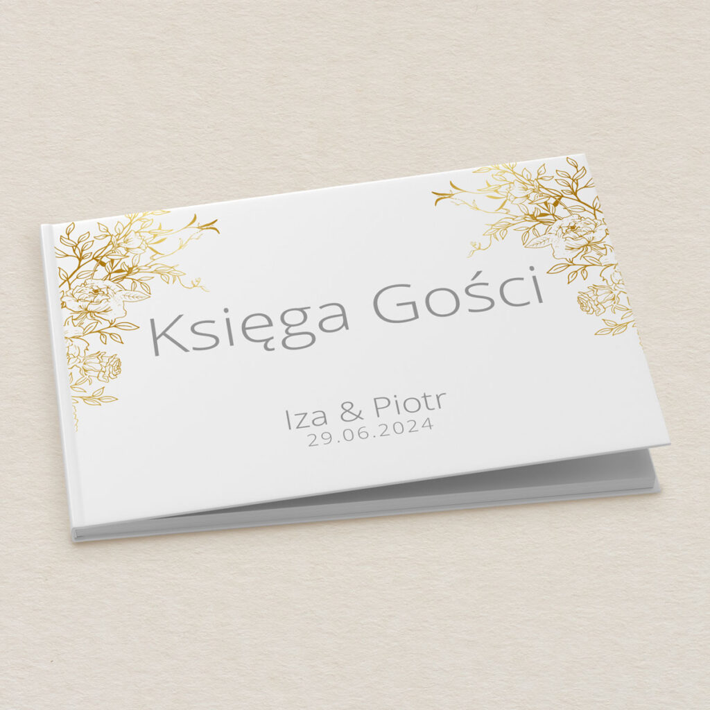 Księga gości do zaproszeń minimalistyczne Złocone wzór 3