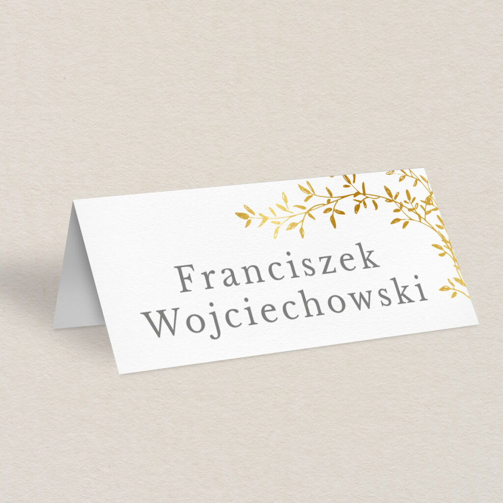 minimalistyczne winietki ślubne złocone