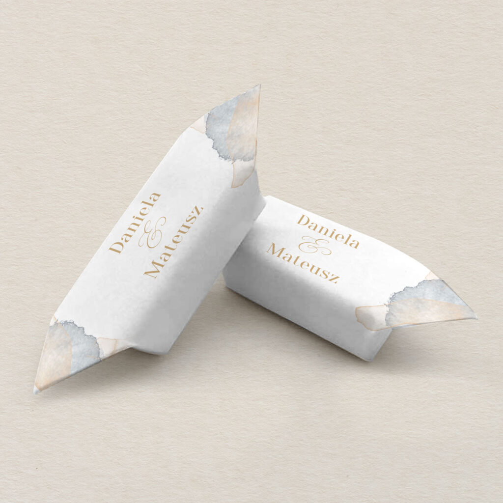 Krówki ślubne do zaproszeń Artystyczna akwarela