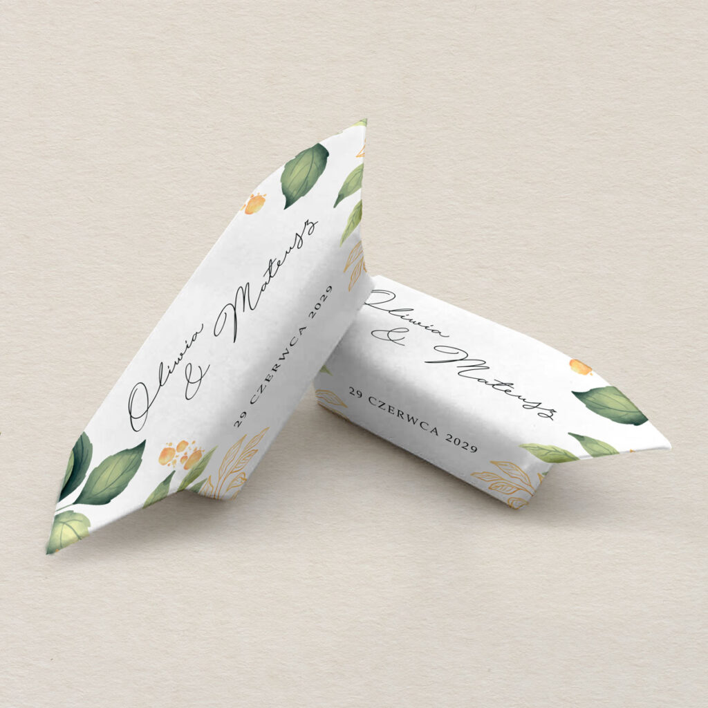 Krówki ślubne do zaproszeń Kwiecisty bukiet wzór 1