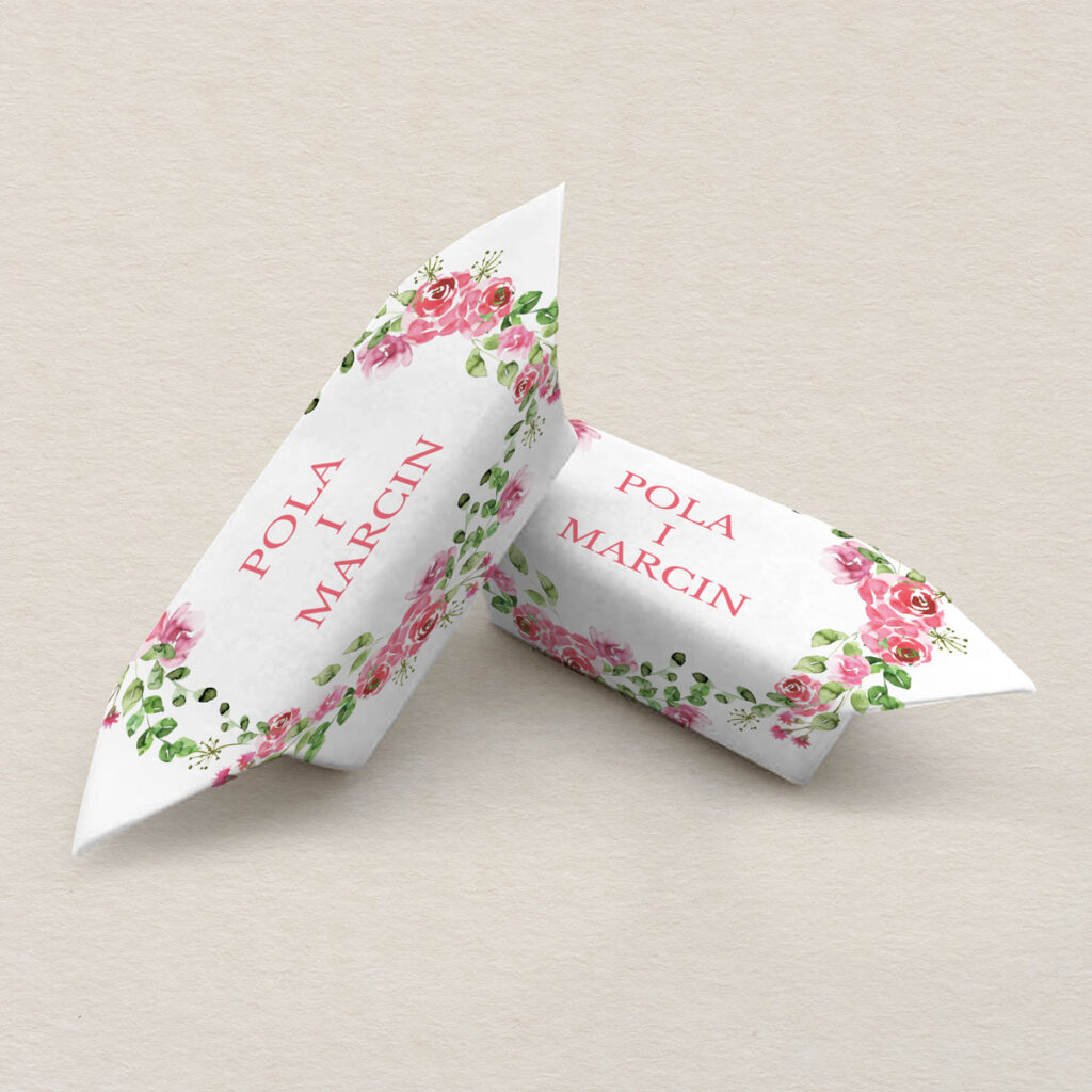 Krówki ślubne do zaproszeń Kwiecisty bukiet wzór 4