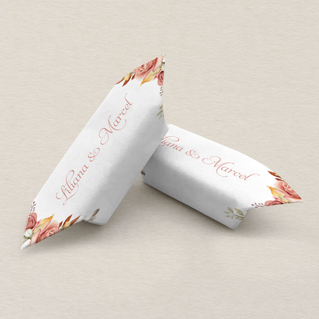 Krówki ślubne do zaproszeń Glamour ze zdjęciem wzór 4