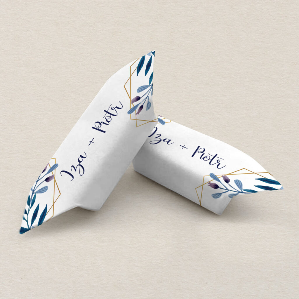 Krówki ślubne do zaproszeń Klasyczne z kwiatami wzór 2