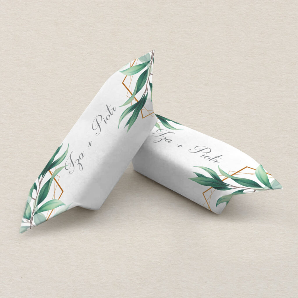 Krówki ślubne do zaproszeń Klasyczne z kwiatami wzór 3