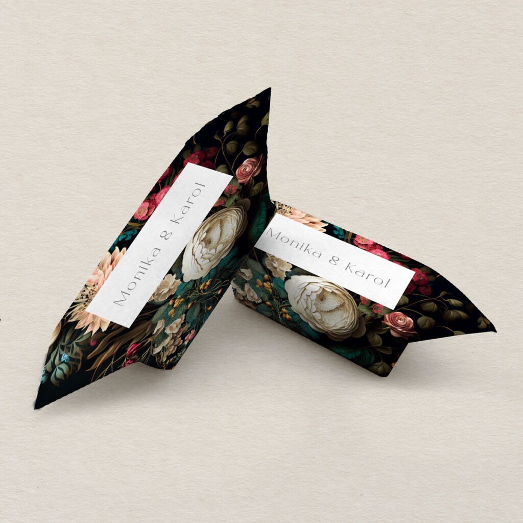Krówki ślubne do zaproszeń eleganckie Leśne wzór 1