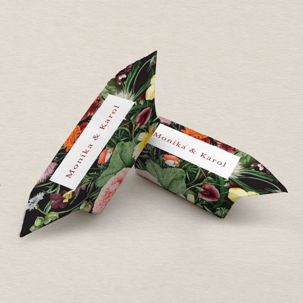 Krówki ślubne do zaproszeń eleganckie Leśne wzór 2