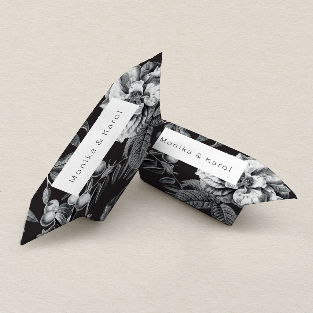 Krówki ślubne do zaproszeń eleganckie Leśne wzór 3