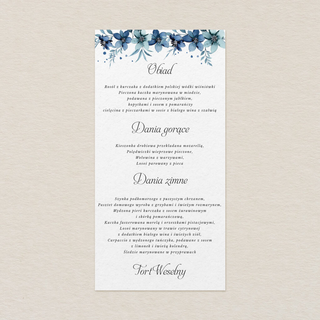 Menu do zaproszeń Kwiecisty bukiet wzór 5