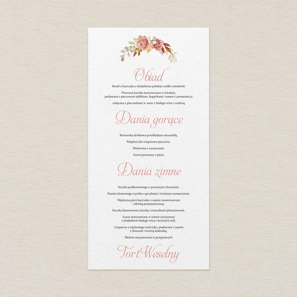 Menu do zaproszeń Glamour ze zdjęciem wzór 4