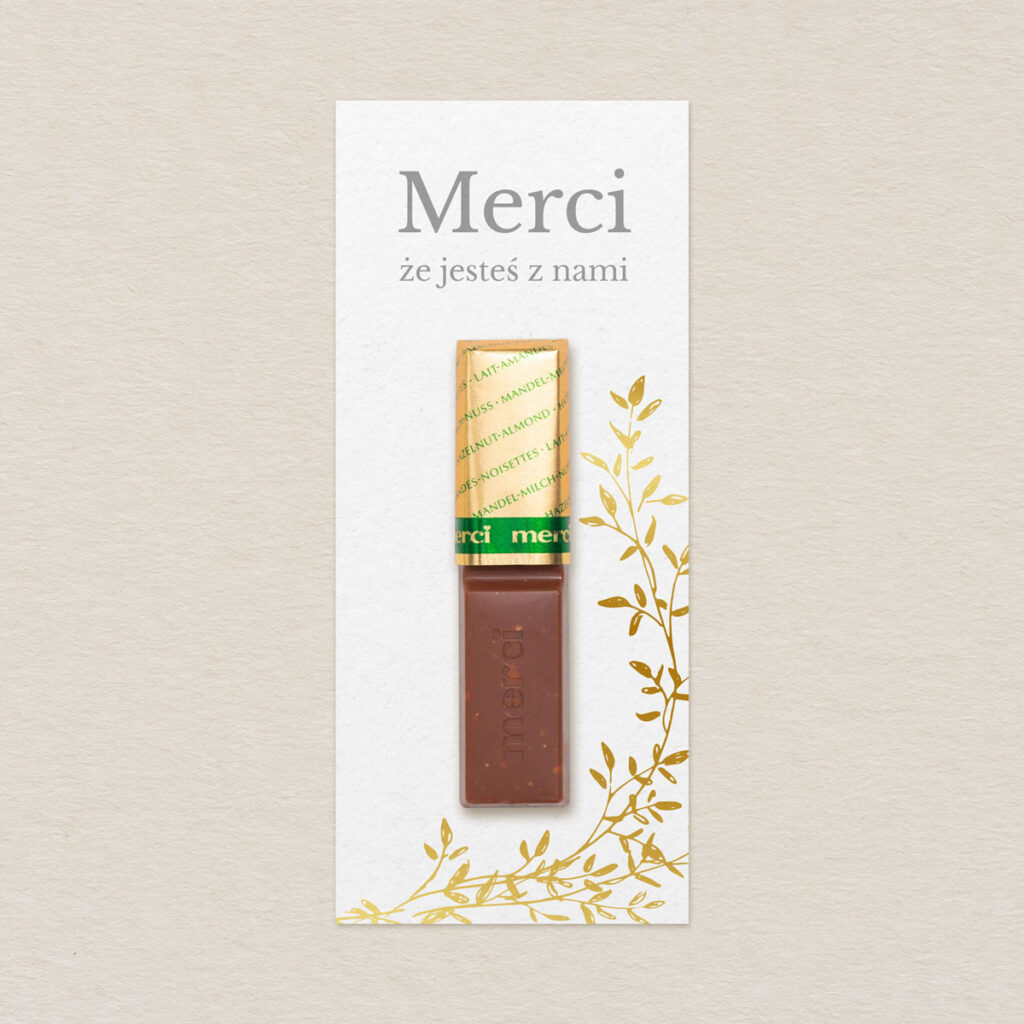 podziękowania dla gości Merci minimalistyczne złocone