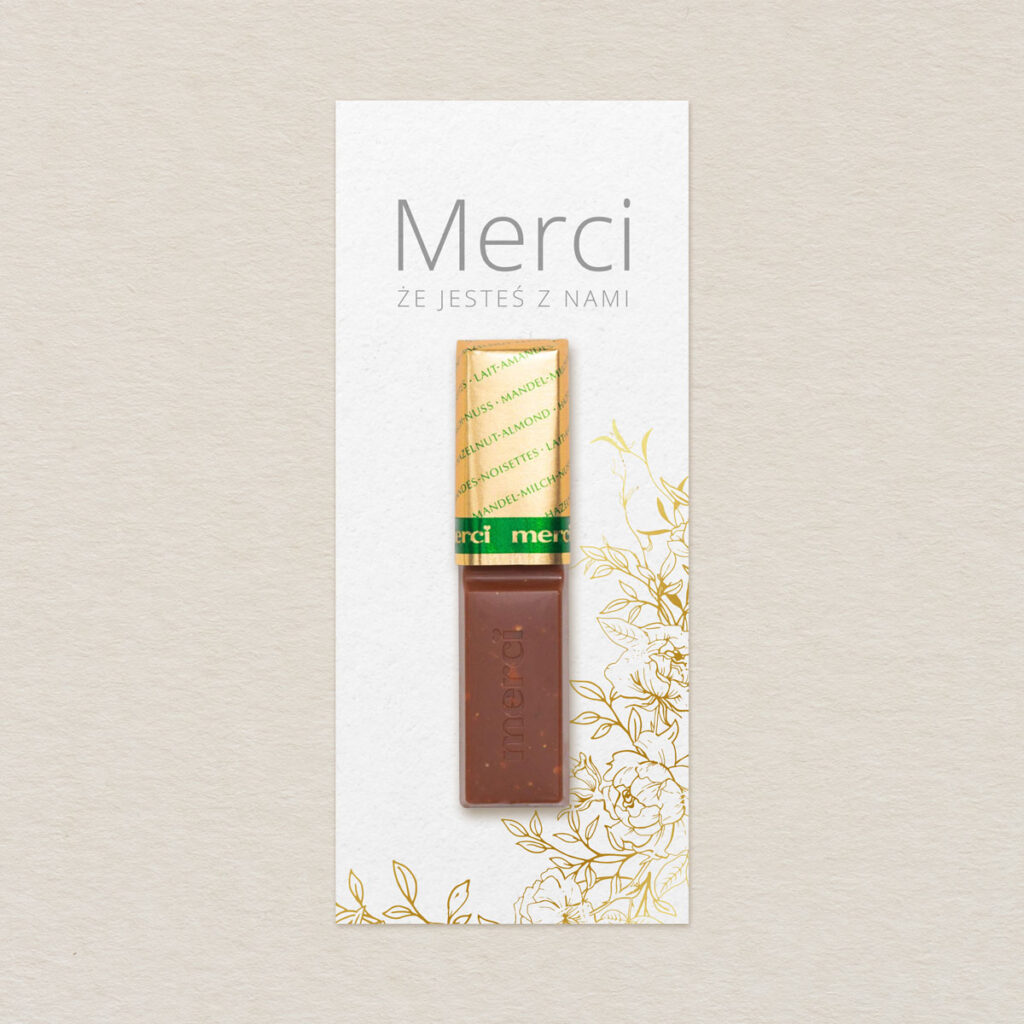 Merci do zaproszeń minimalistyczne Złocone wzór 3