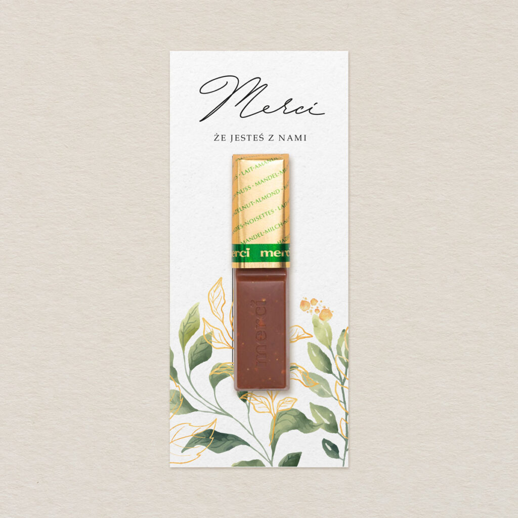 Merci do zaproszeń Kwiecisty bukiet wzór 1