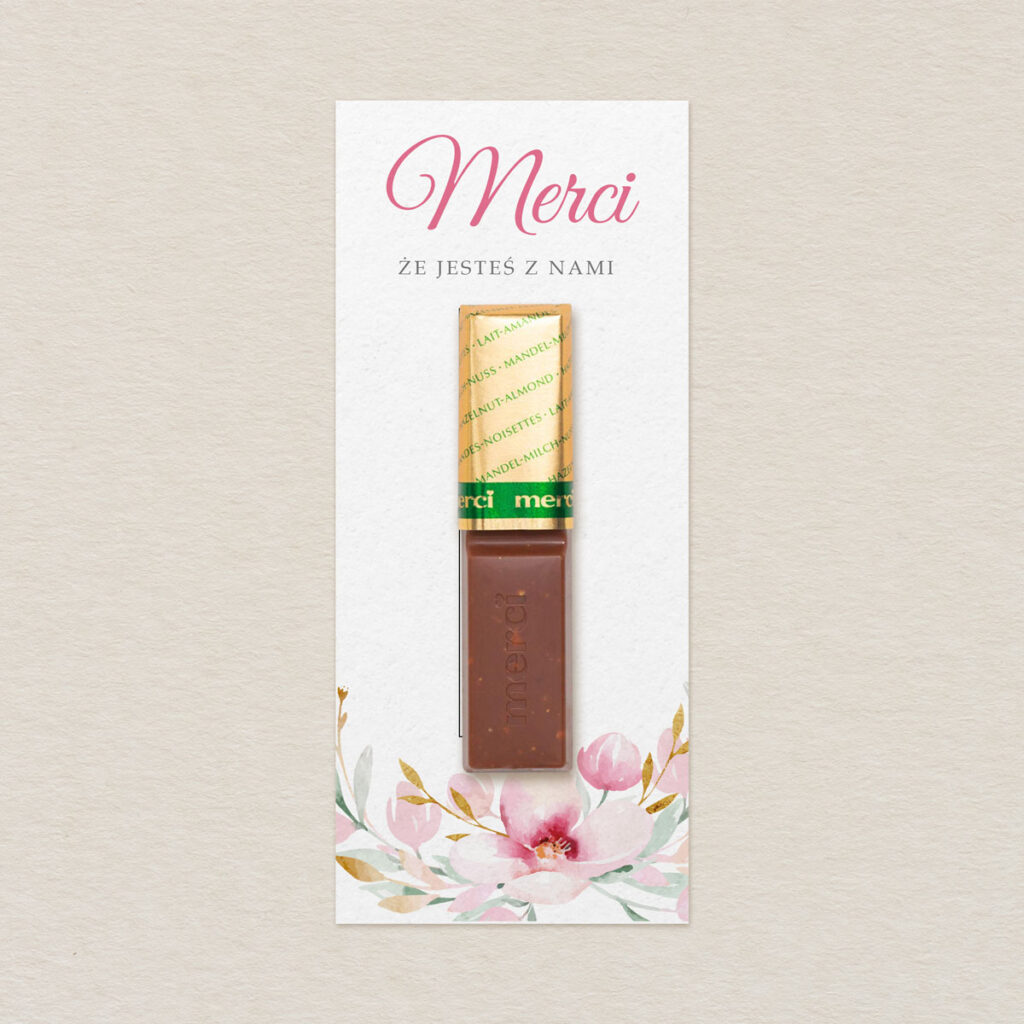 Merci do zaproszeń Kwiecisty bukiet wzór 2