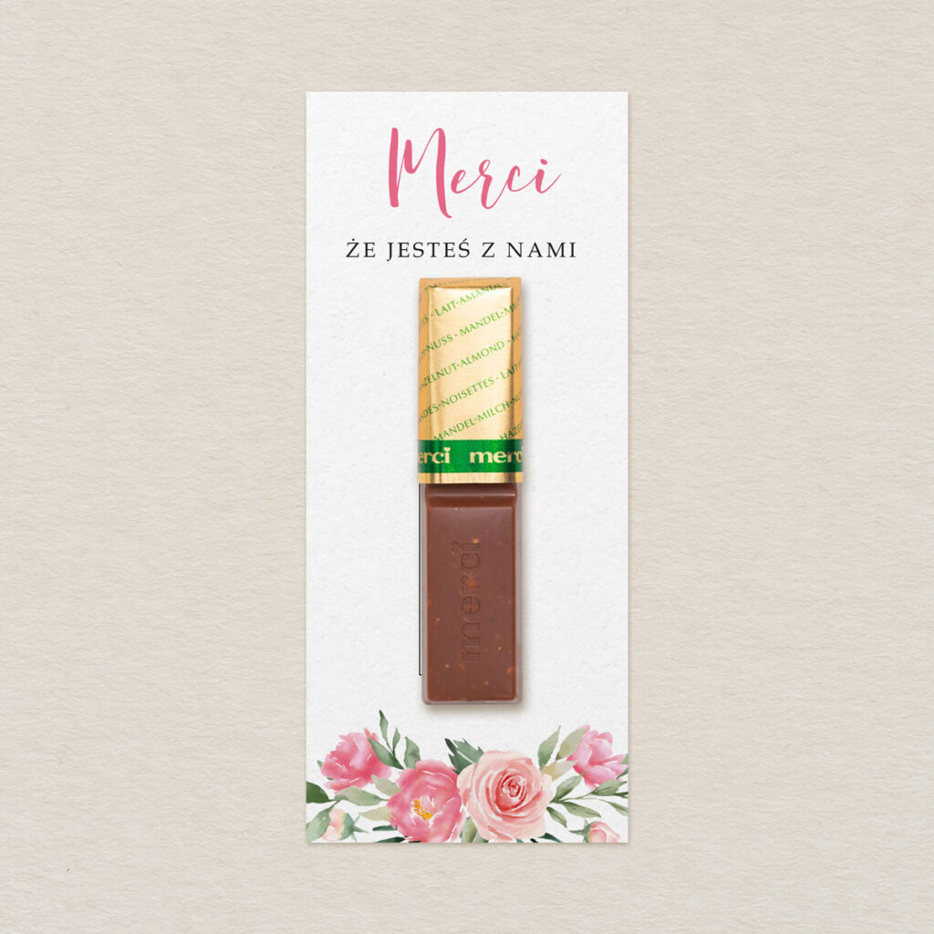 Merci do zaproszeń Kwiecisty bukiet wzór 3