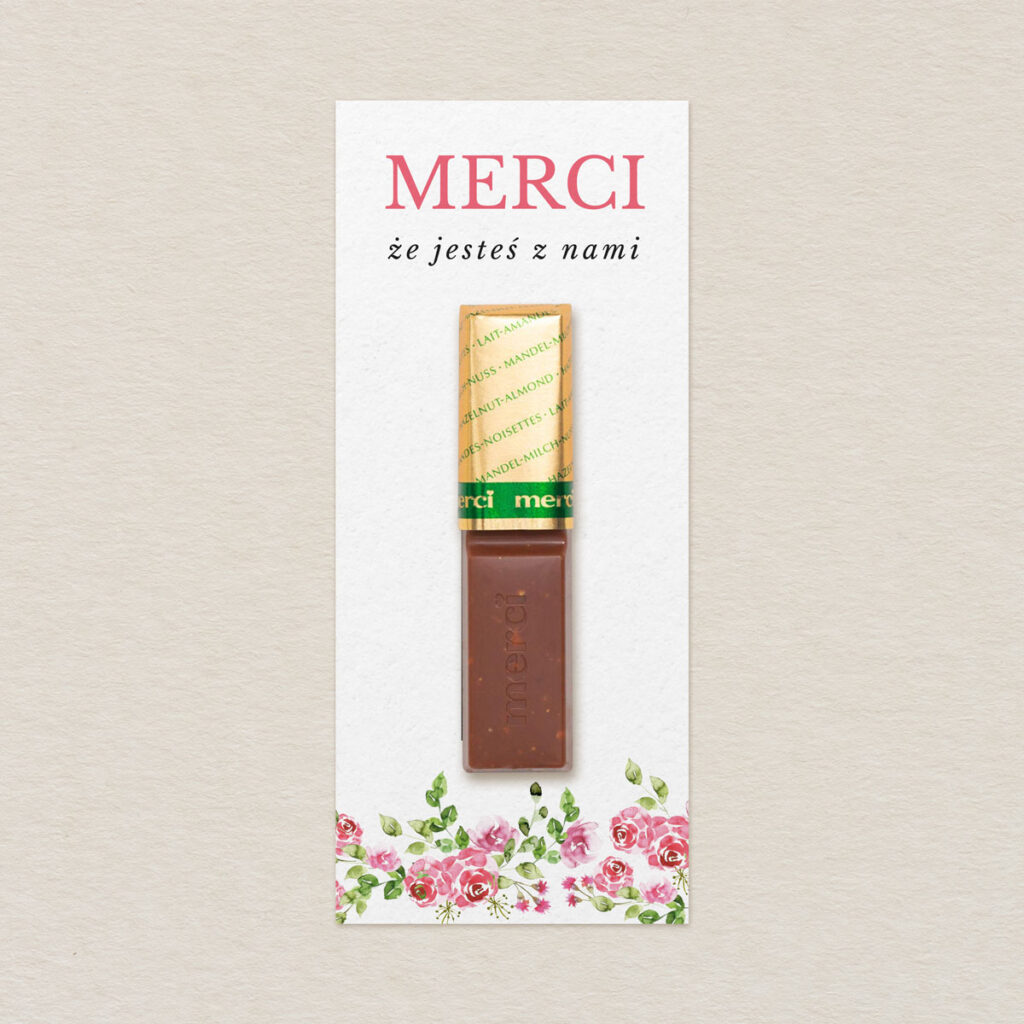 Merci do zaproszeń Kwiecisty bukiet wzór 4