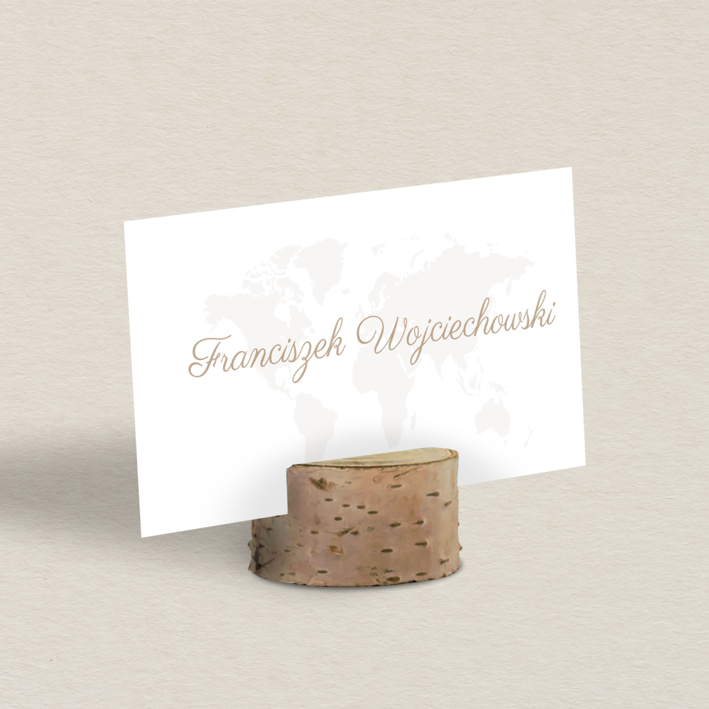 Winietka na stojaku do zaproszeń Światowe z mapą