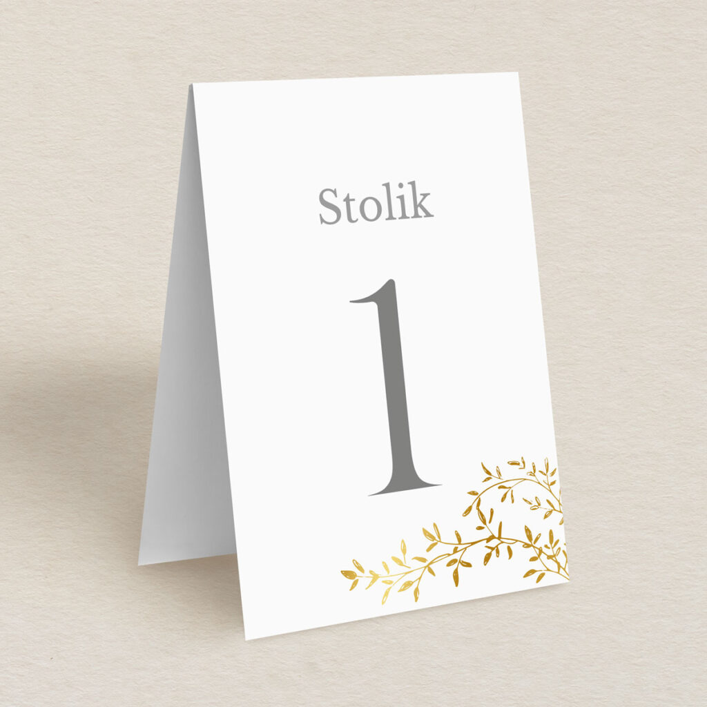 numery stolików minimalistyczne złocone