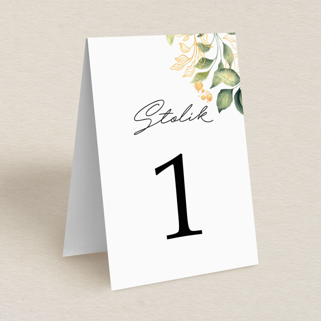 Numery stolika do zaproszeń Kwiecisty bukiet wzór 1