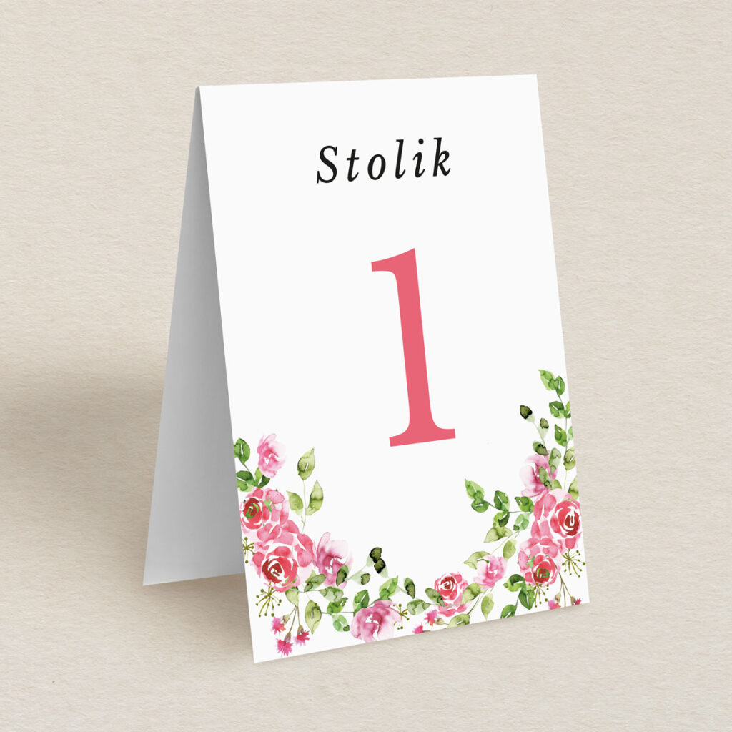 Numery stolika do zaproszeń Kwiecisty bukiet wzór 4