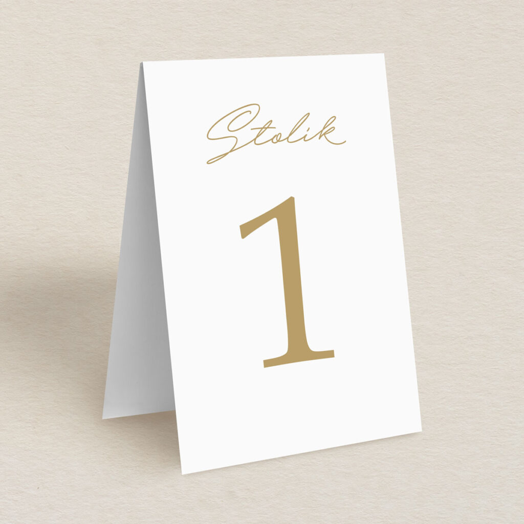 Numery stolika do zaproszeń Glamour ze zdjęciem wzór 1