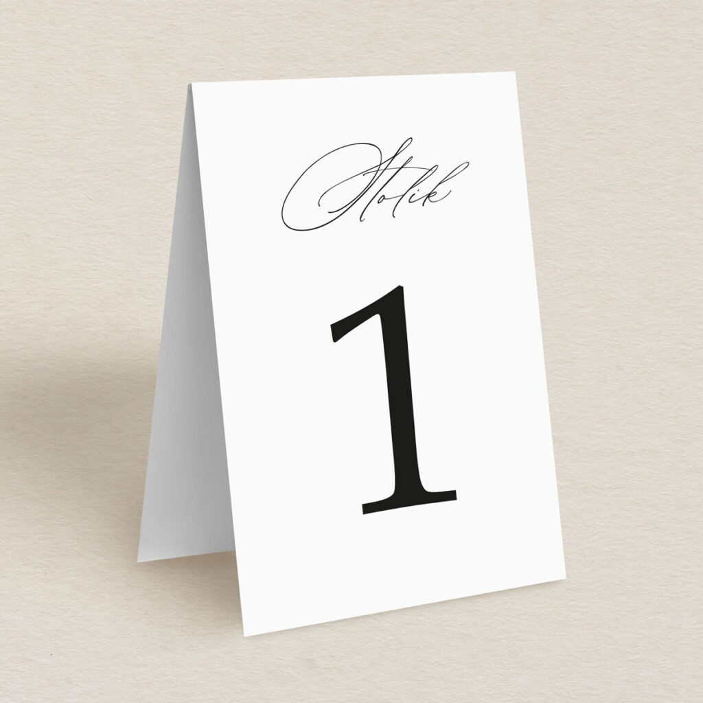 Numery stolika do zaproszeń Glamour ze zdjęciem wzór 3