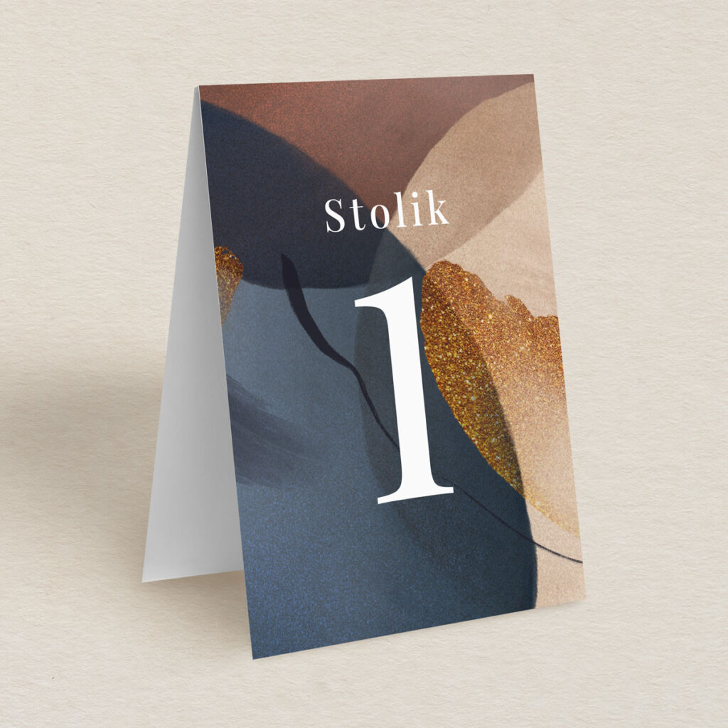 Numery stolika do zaproszeń Nowoczesna akwarela wzór 4