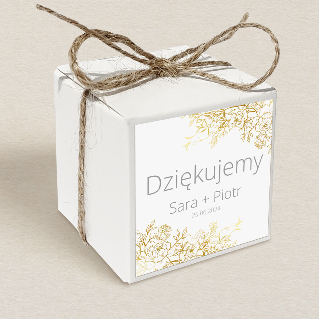 Pudełeczko upominkowe do zaproszeń minimalistyczne Złocone wzór 3