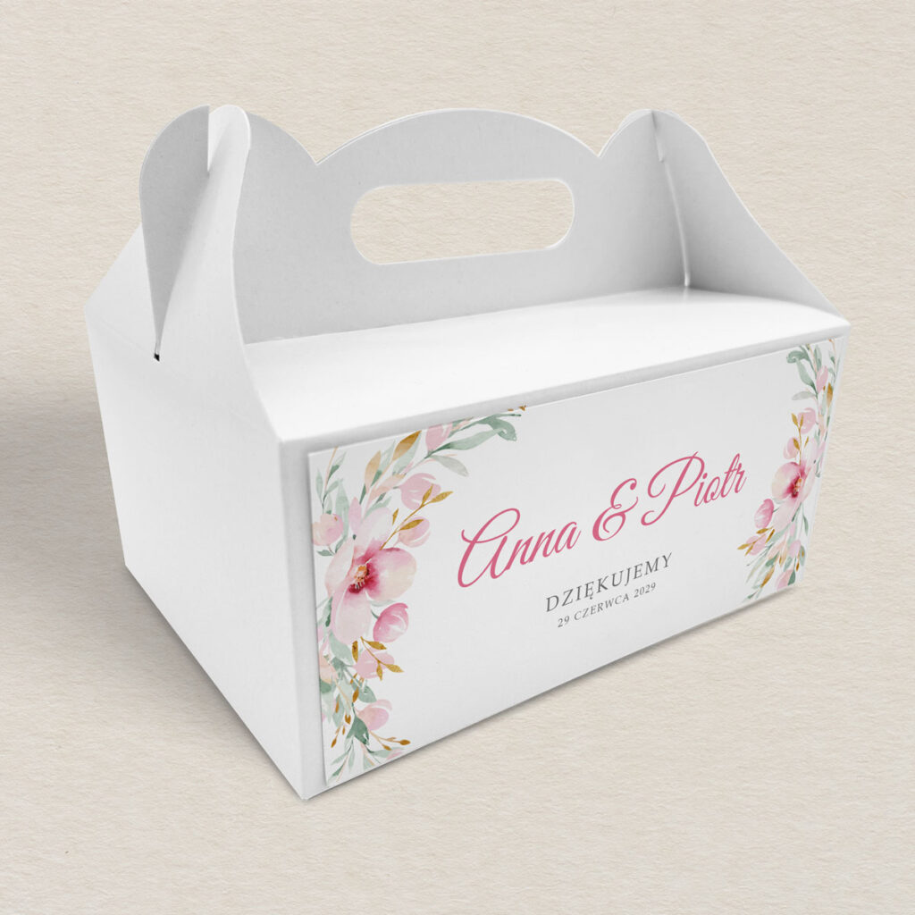 Pudełko na ciasto do zaproszeń Kwiecisty bukiet wzór 2