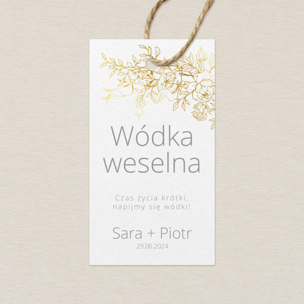 Zawieszka na alkohol do zaproszeń minimalistyczne Złocone wzór 3