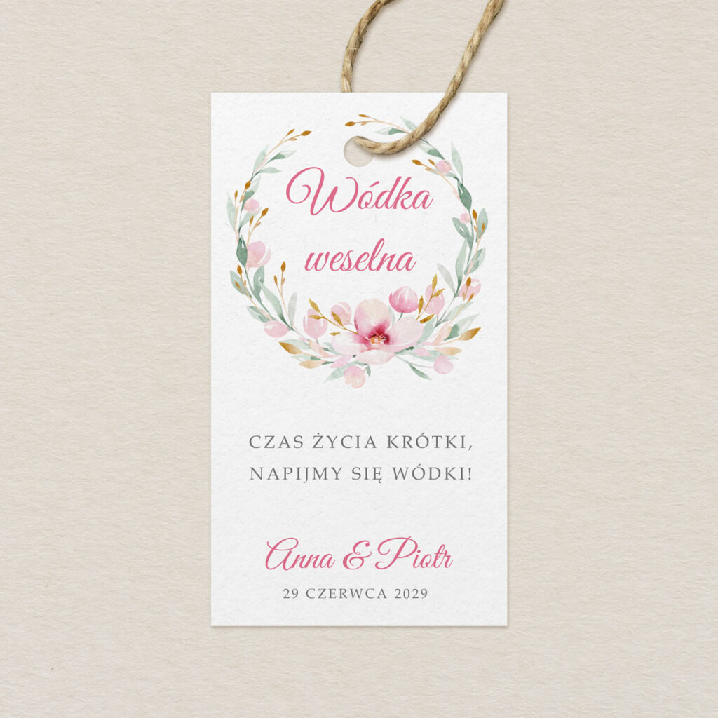 Zawieszka na alkohol do zaproszeń Kwiecisty bukiet wzór 2