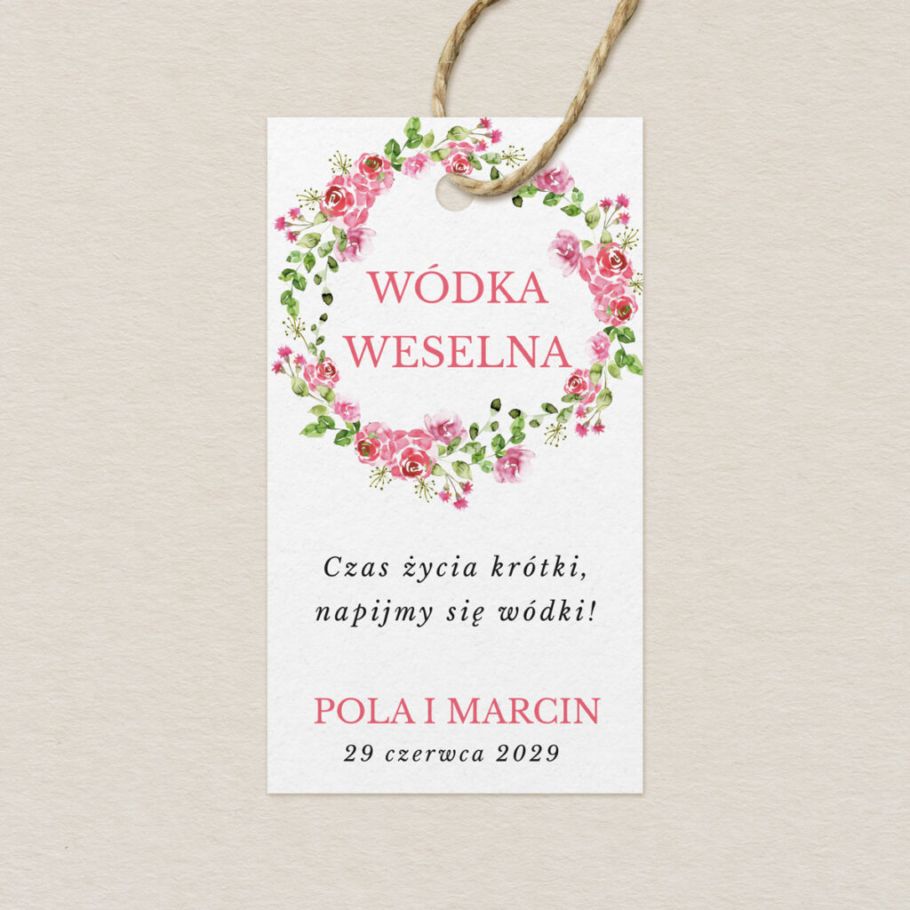 Zawieszka na alkohol do zaproszeń Kwiecisty bukiet wzór 4