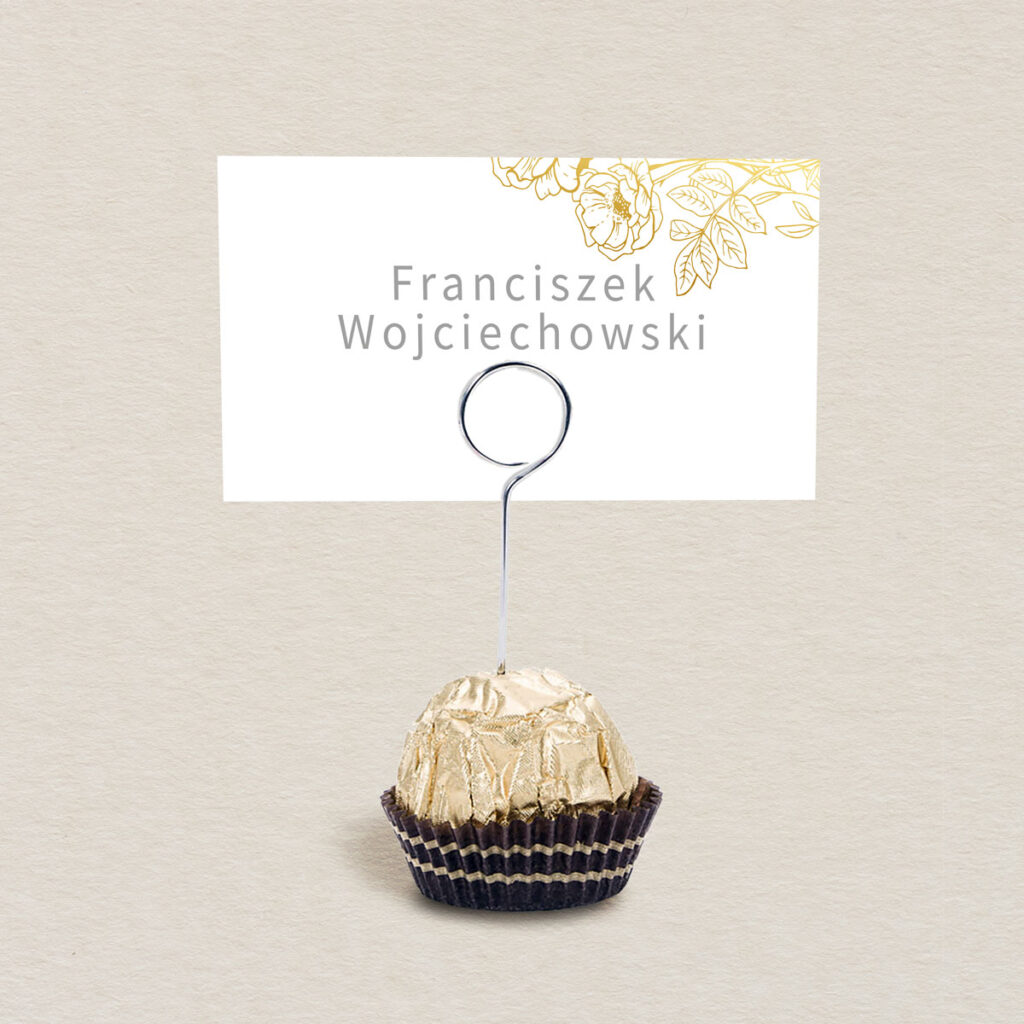 Winietka na stojaku do zaproszeń minimalistyczne Złocone wzór 2