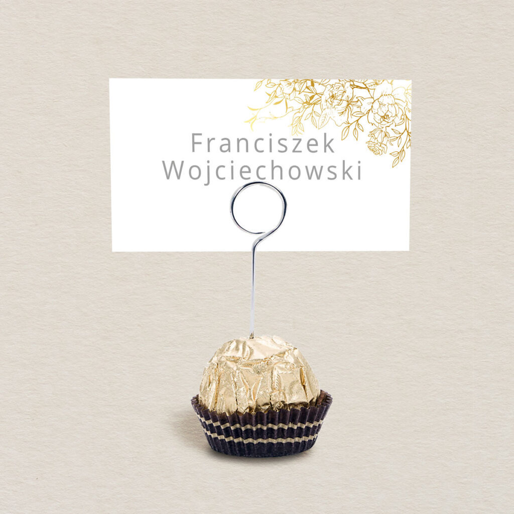 Winietka na stojaku do zaproszeń minimalistyczne Złocone wzór 3