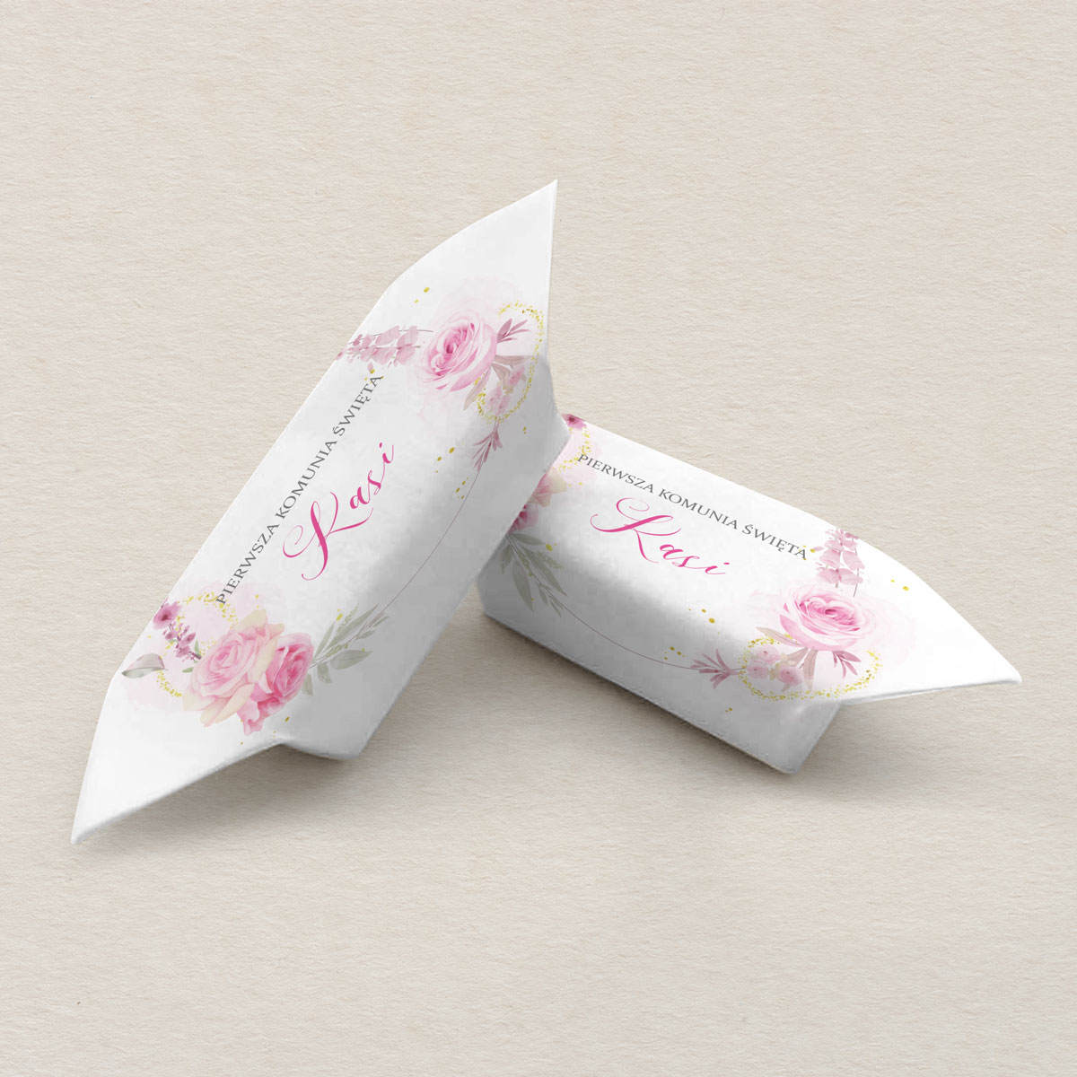 Krówki na I Komunie Świętą Różowy wianek