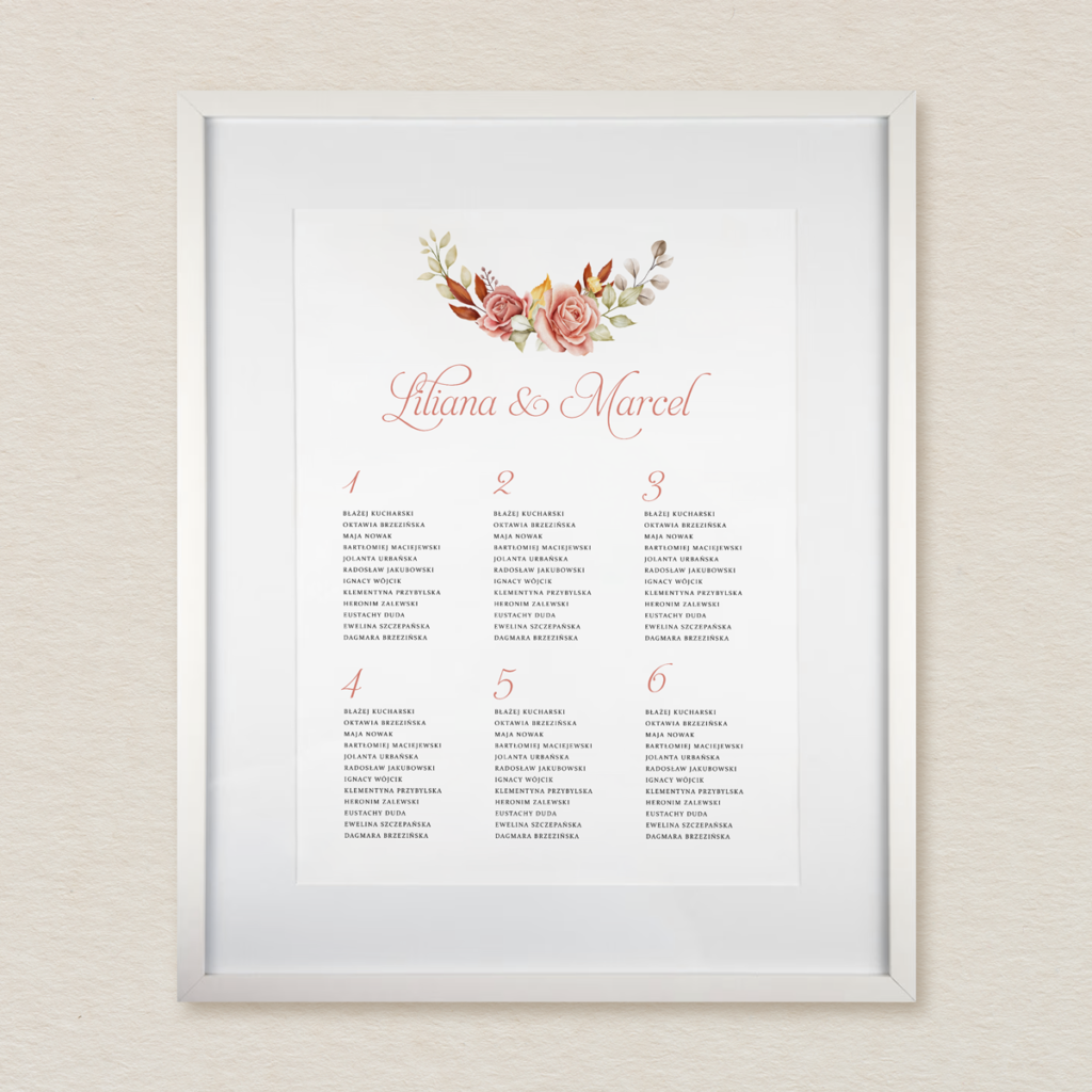 Plan stołów do zaproszeń Glamour ze zdjęciem wzór 4