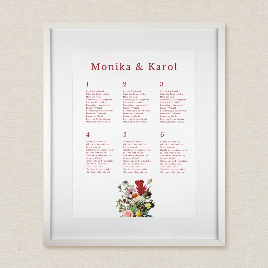 Plan stołów do zaproszeń Eleganckie Leśne wzór 2