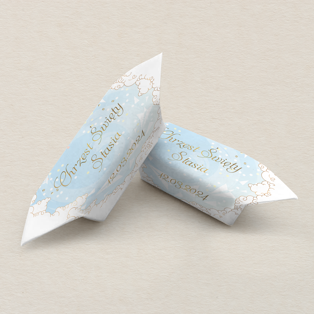 Krówki na chrzest - niebieskie chmurki