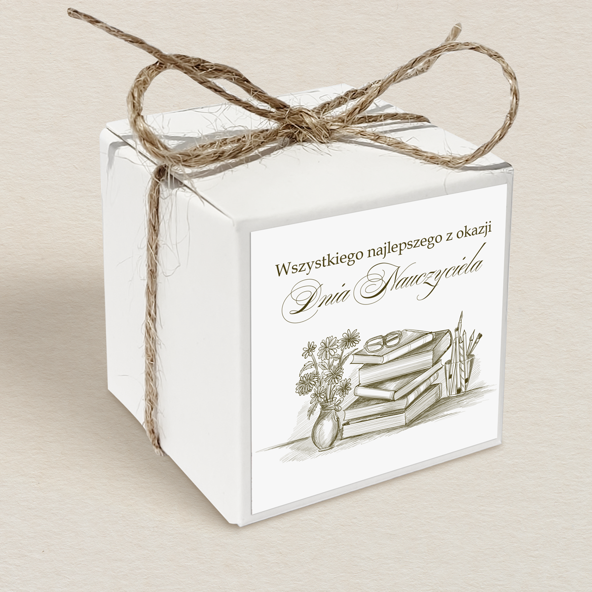 Pudełeczko upominkowe na Dzień Nauczyciela - Książki w sepii
